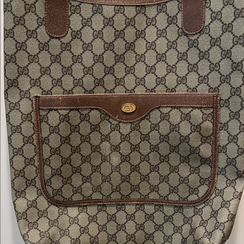 Gucci Beige Monogram Tote with Brown Trim - Picture 2 of 15